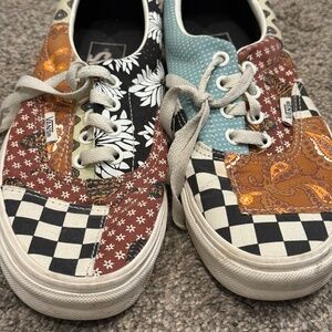 Vans Era Tiger Patchwork Multi colored checker floral print Daisy sneakers